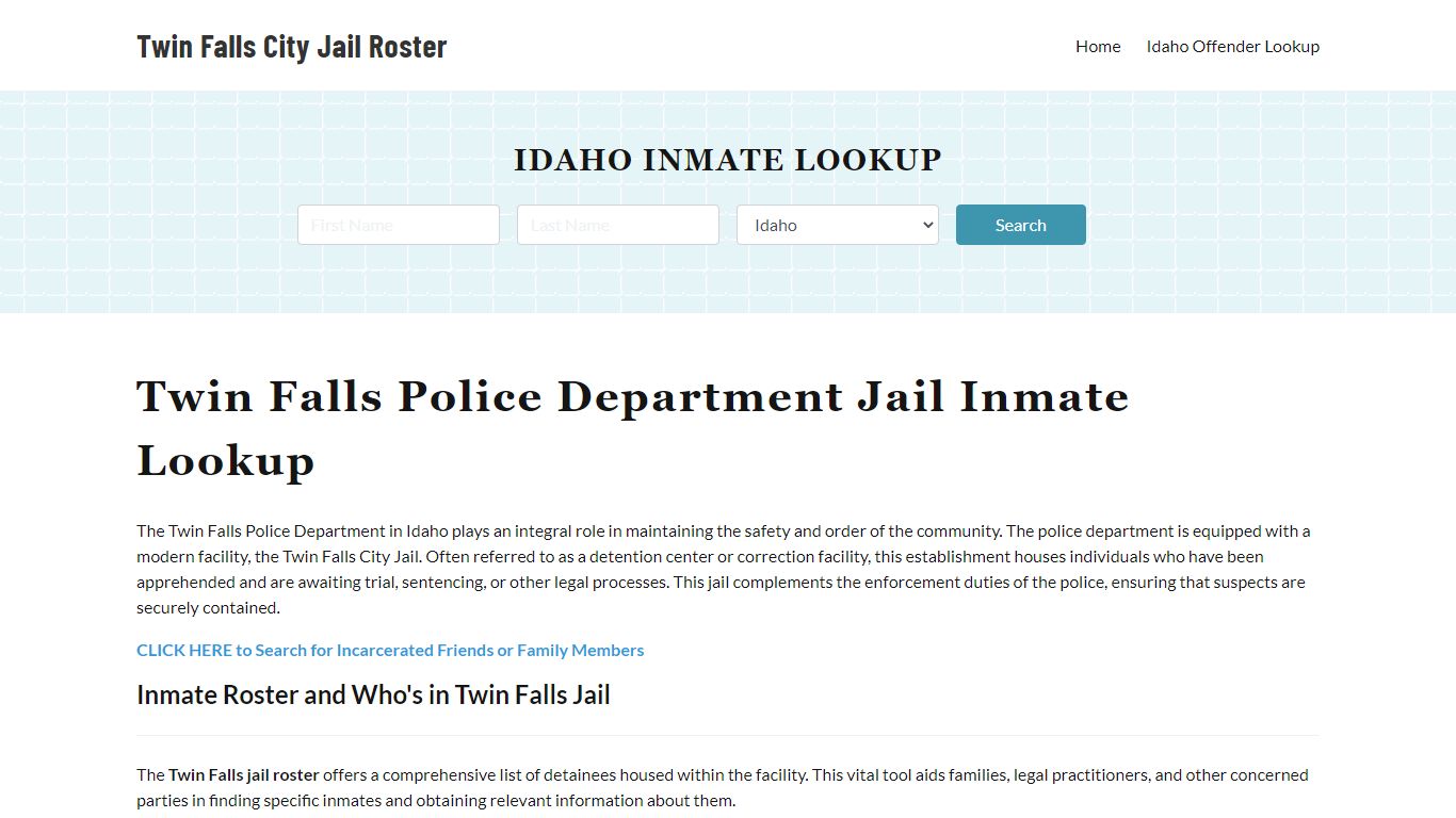 Twin Falls Police Department & City Jail, ID Inmate Roster, Arrests ...